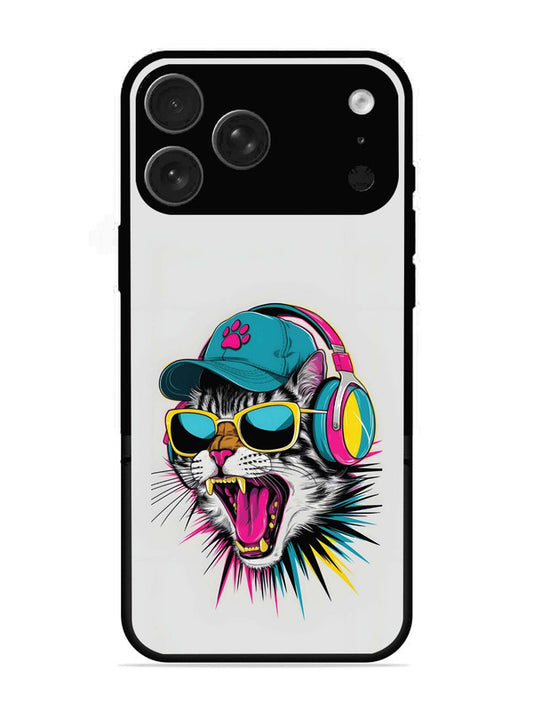 iPhone 17 Pro Max Neon Pop Art DJ Cat Vibe