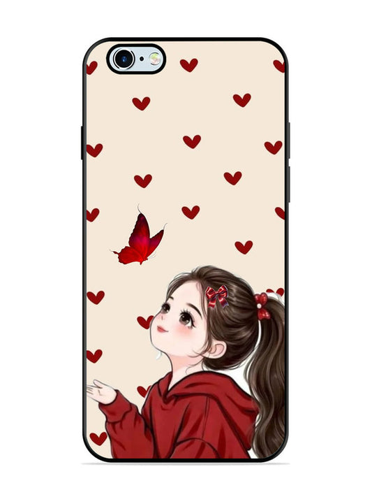 iPhone 6 Plus Beautiful girl with red butterfly