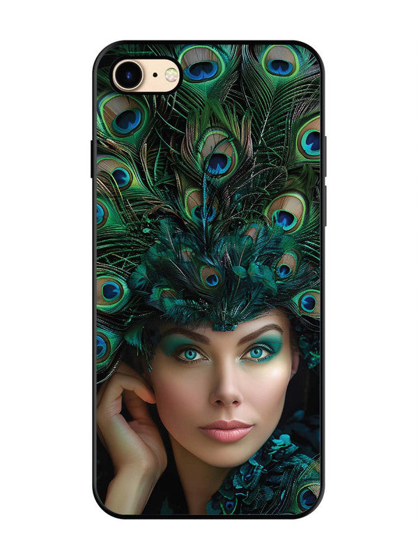iPhone 7 Girl with peacock feather Crown