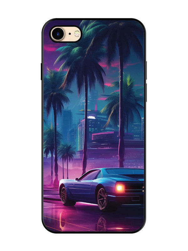 iPhone 7 sunset-sports-car-city-palm-trees