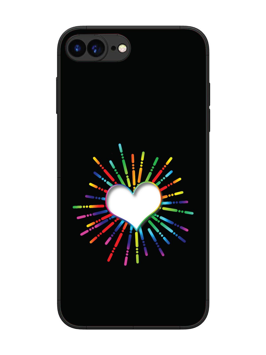 iPhone 7 Plus Colourful Heart on Black