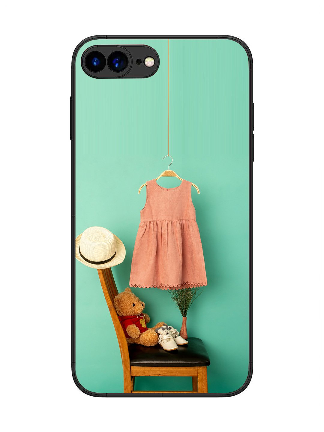 iPhone 8 Plus Trendy dress for girl near toy bear