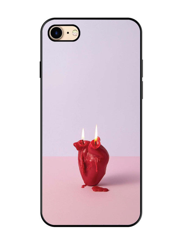 iPhone 8 A Lighted Heart Candle