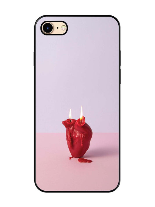 iPhone 8 A Lighted Heart Candle