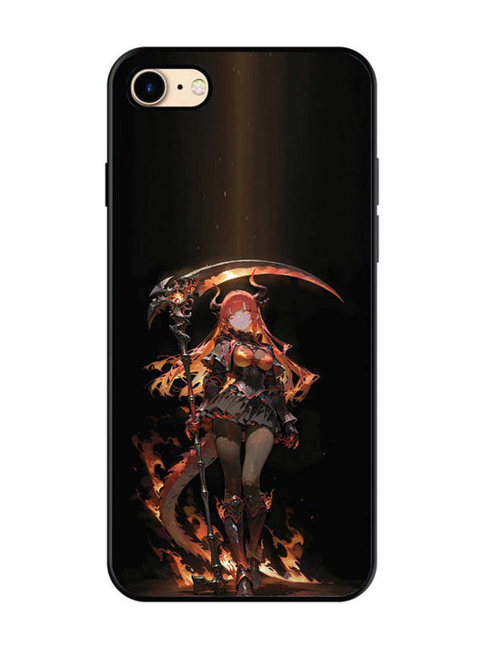 iPhone 8 anime-girl-sycthe-red-hair-horn