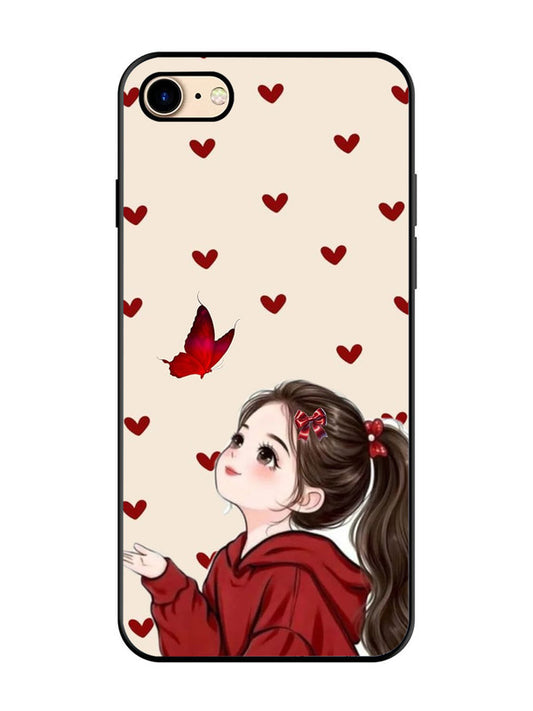 iPhone 8 Beautiful girl with red butterfly