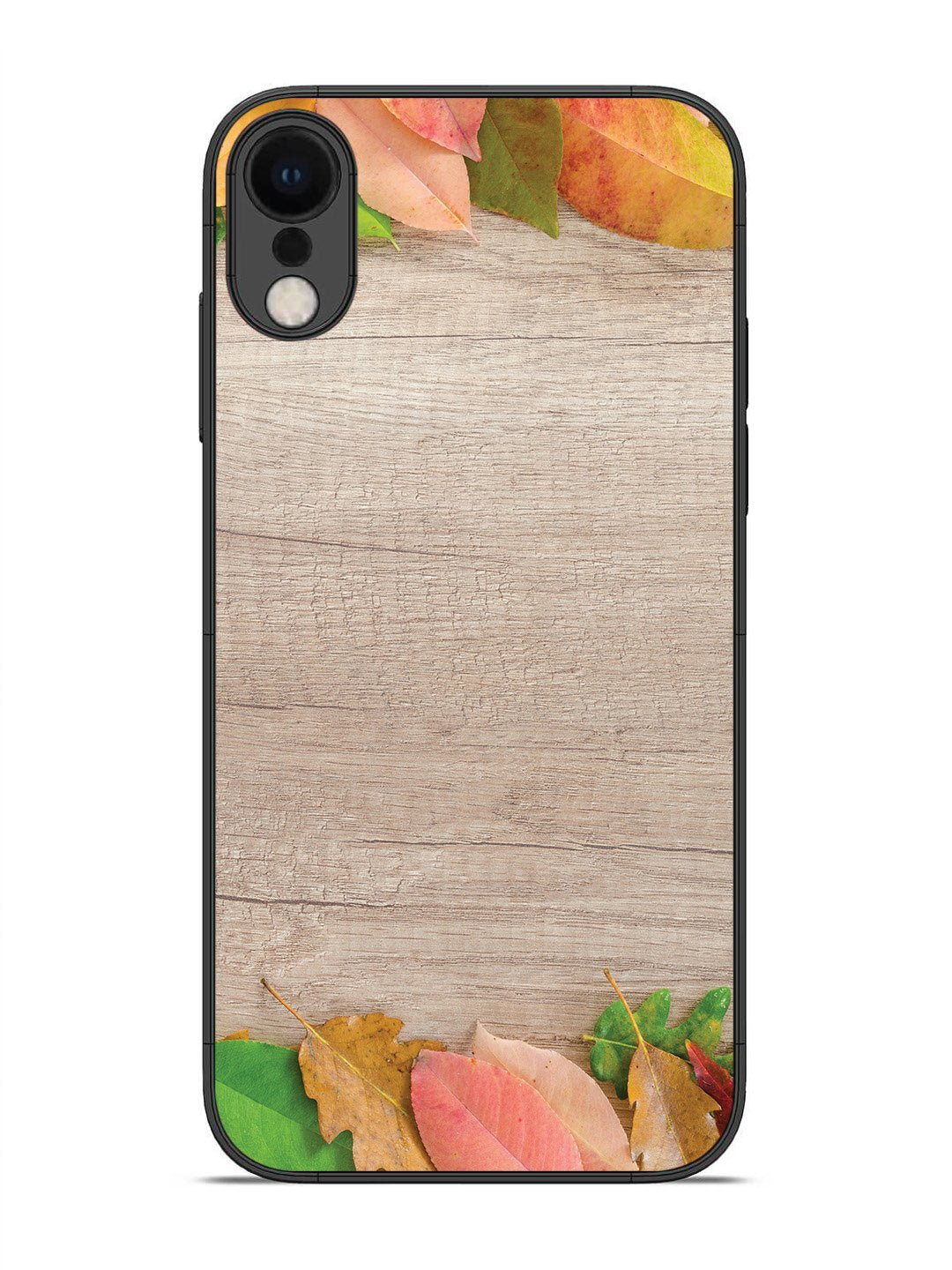 iPhone X Autumn Leafs On Wooden Table