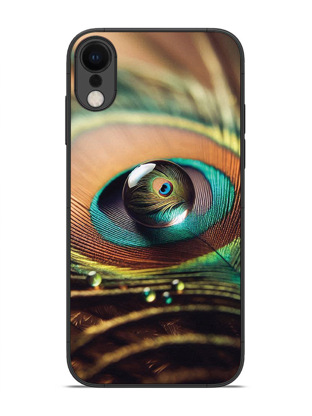 iPhone XR Water Drop On Peacock Feather