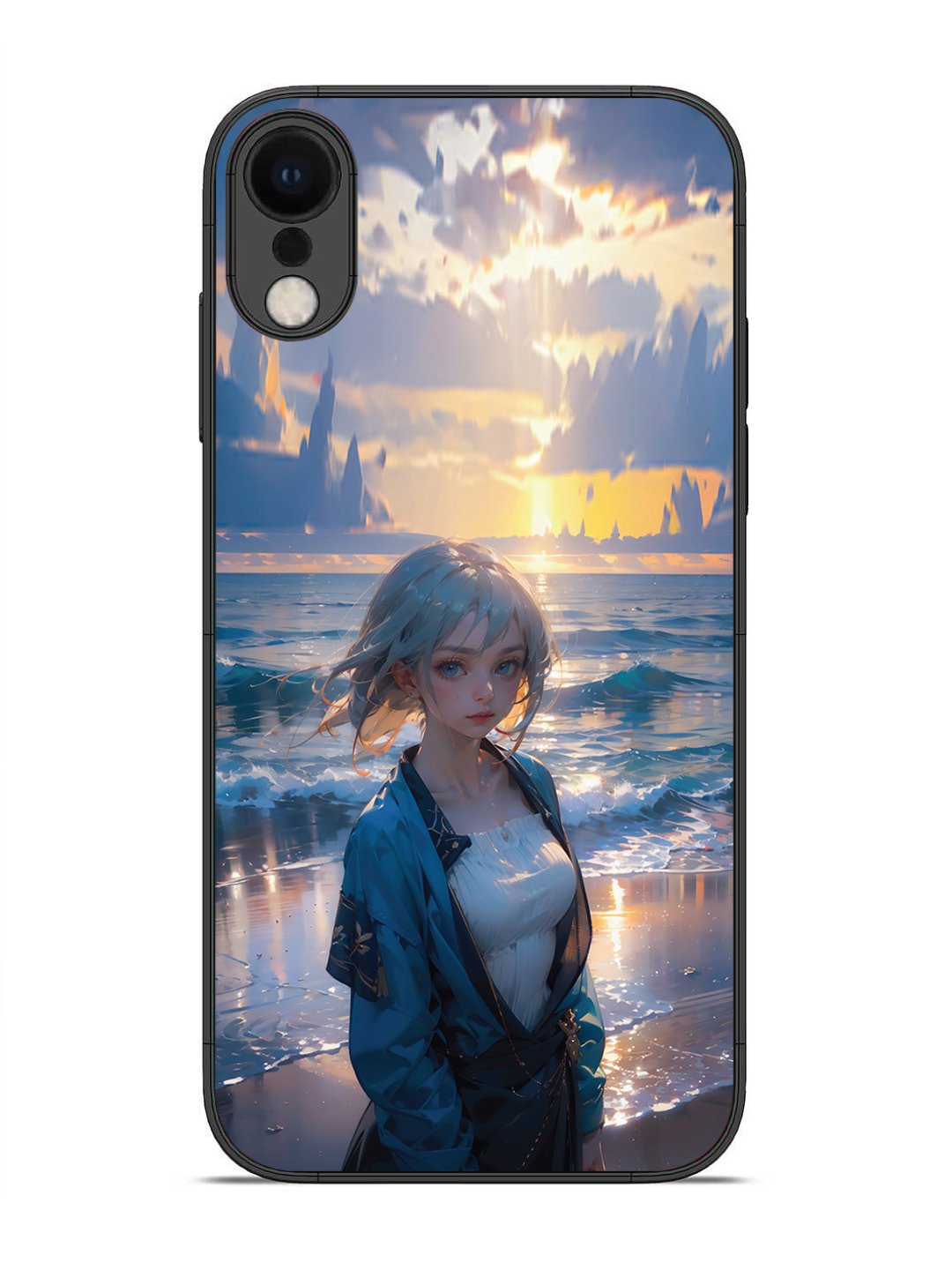iPhone X Anime Girl Beach Ocean Waves