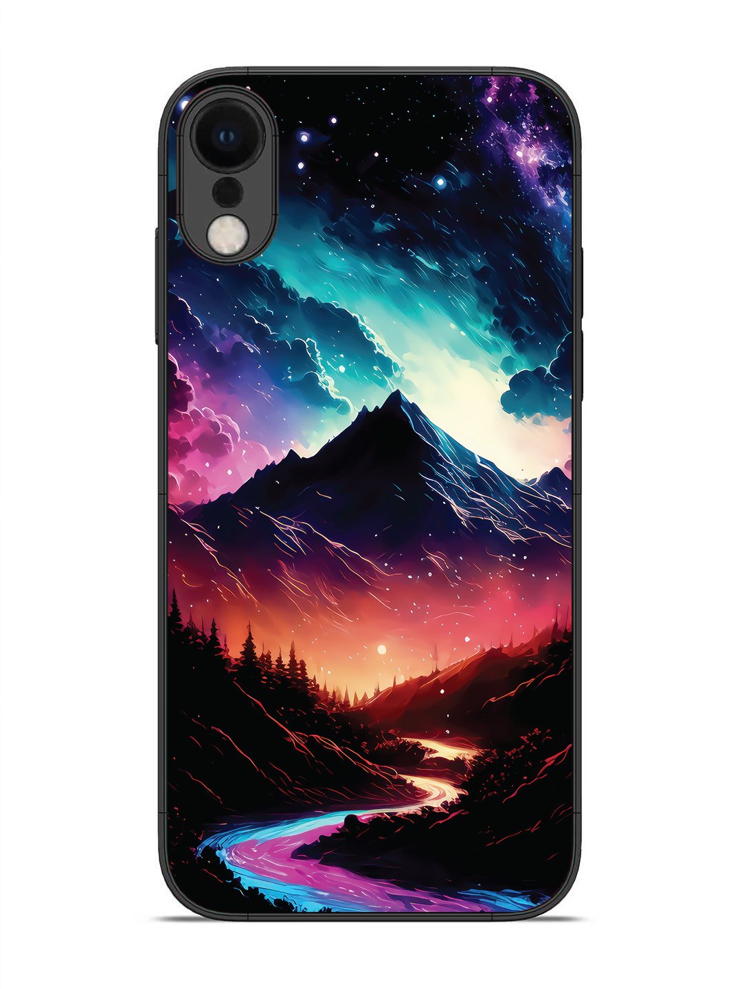 iPhone XR mountain-valley-Colorful-cloud-at-night