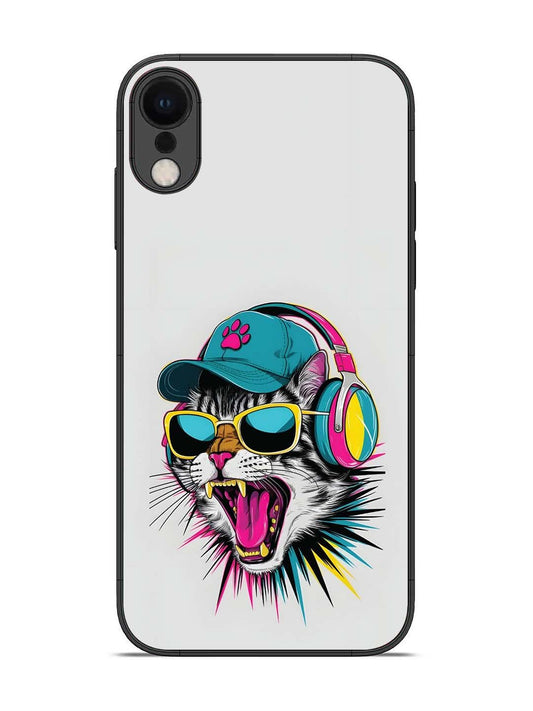 iPhone XR Neon Pop Art DJ Cat Vibe
