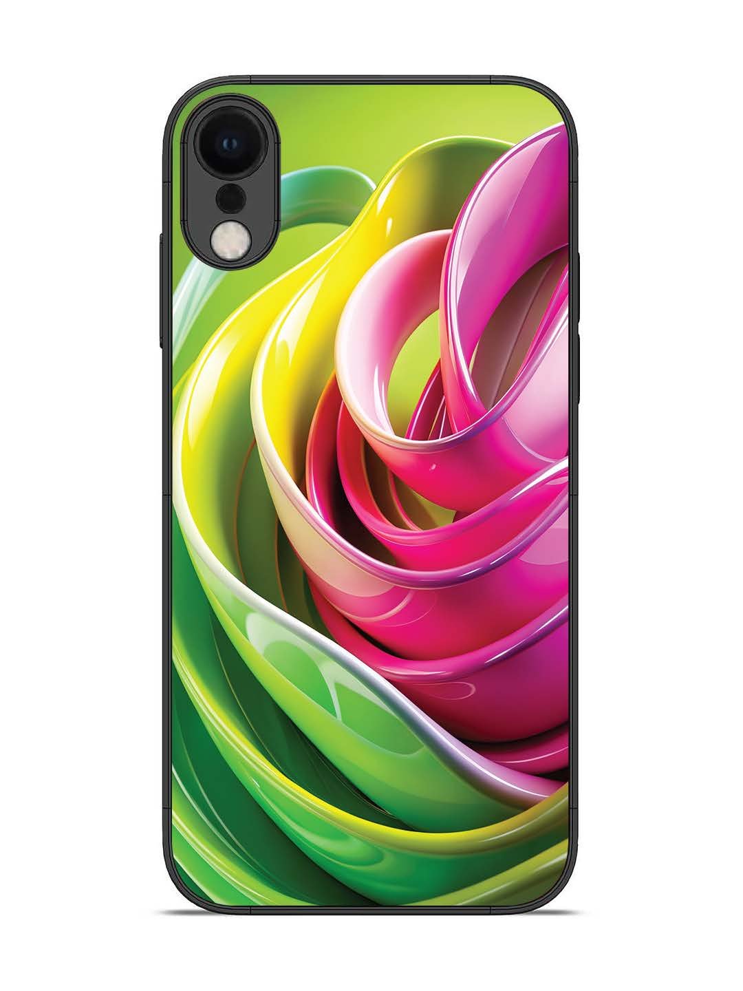 iPhone XR Vibrant Swirl Glossy Ribbon Art