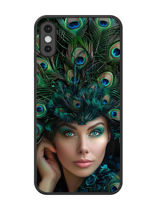 iPhone XS Max Girl with peacock feather Crown