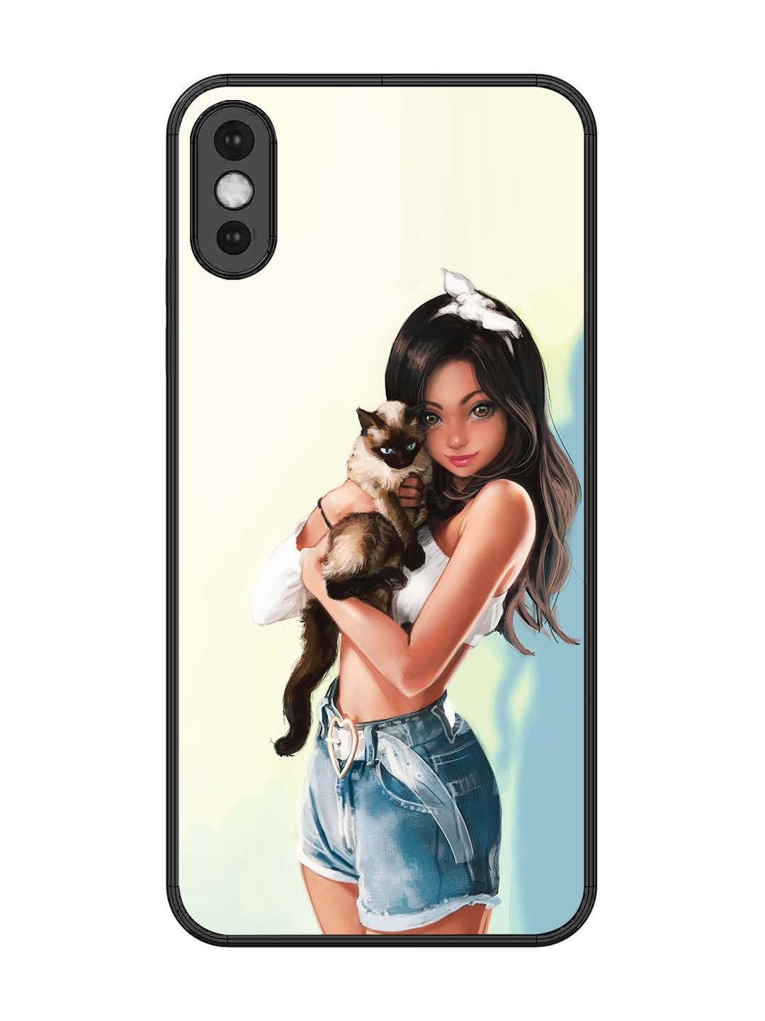 iPhone XS Max Cute Girl with Cat