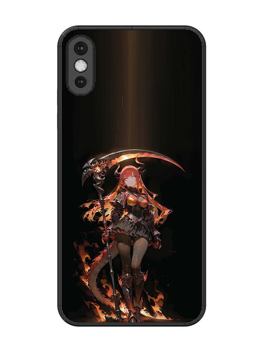 iPhone XS Max anime-girl-sycthe-red-hair-horn