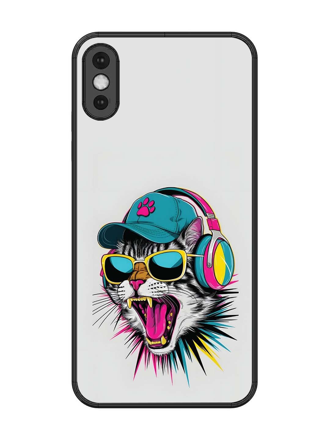 iPhone XS Max Neon Pop Art DJ Cat Vibe