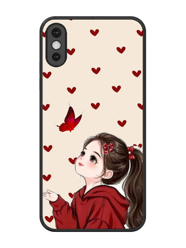 iPhone XS Max Beautiful girl with red butterfly