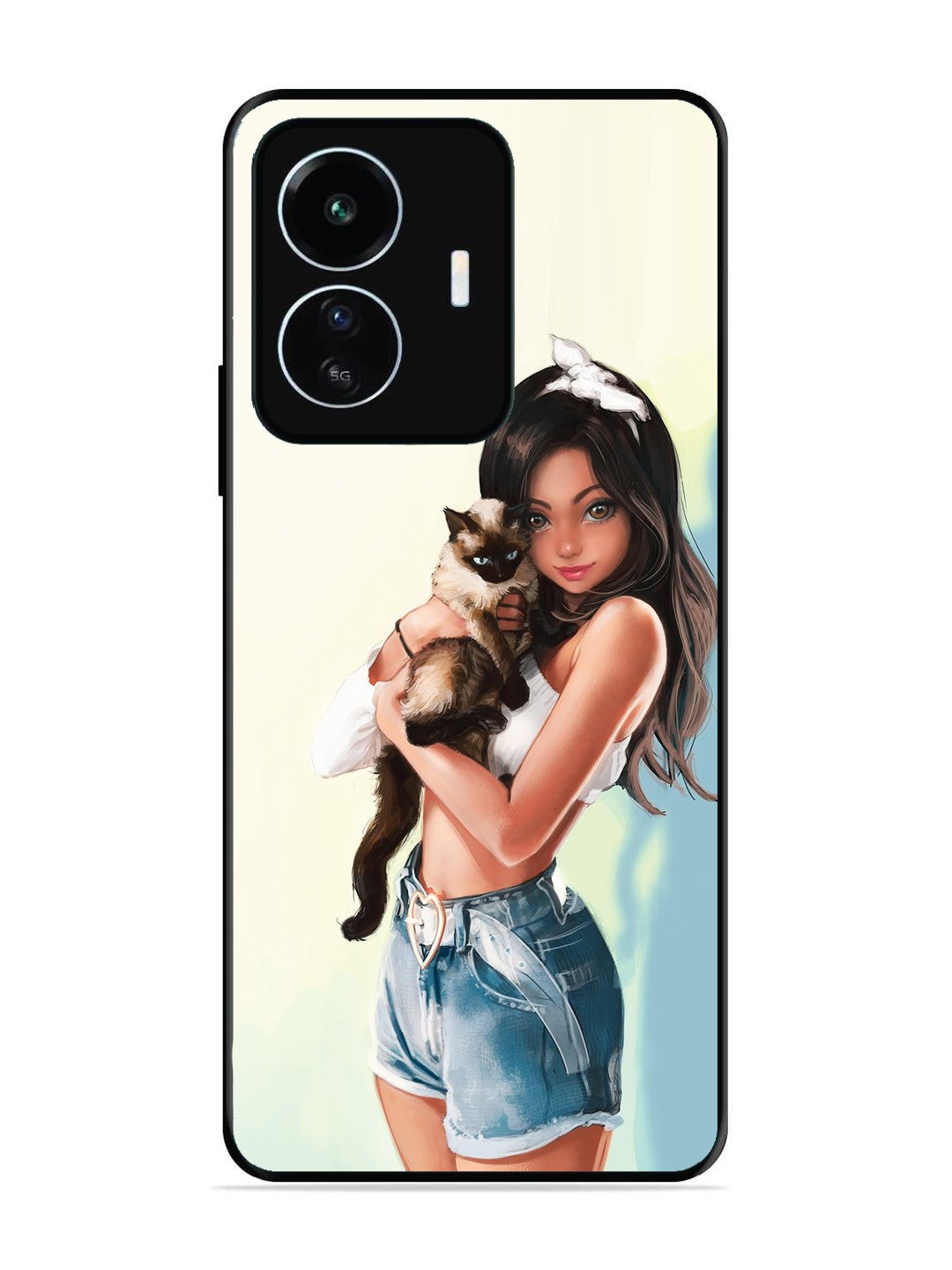 Iqoo Z6 Lite Cute Girl with Cat