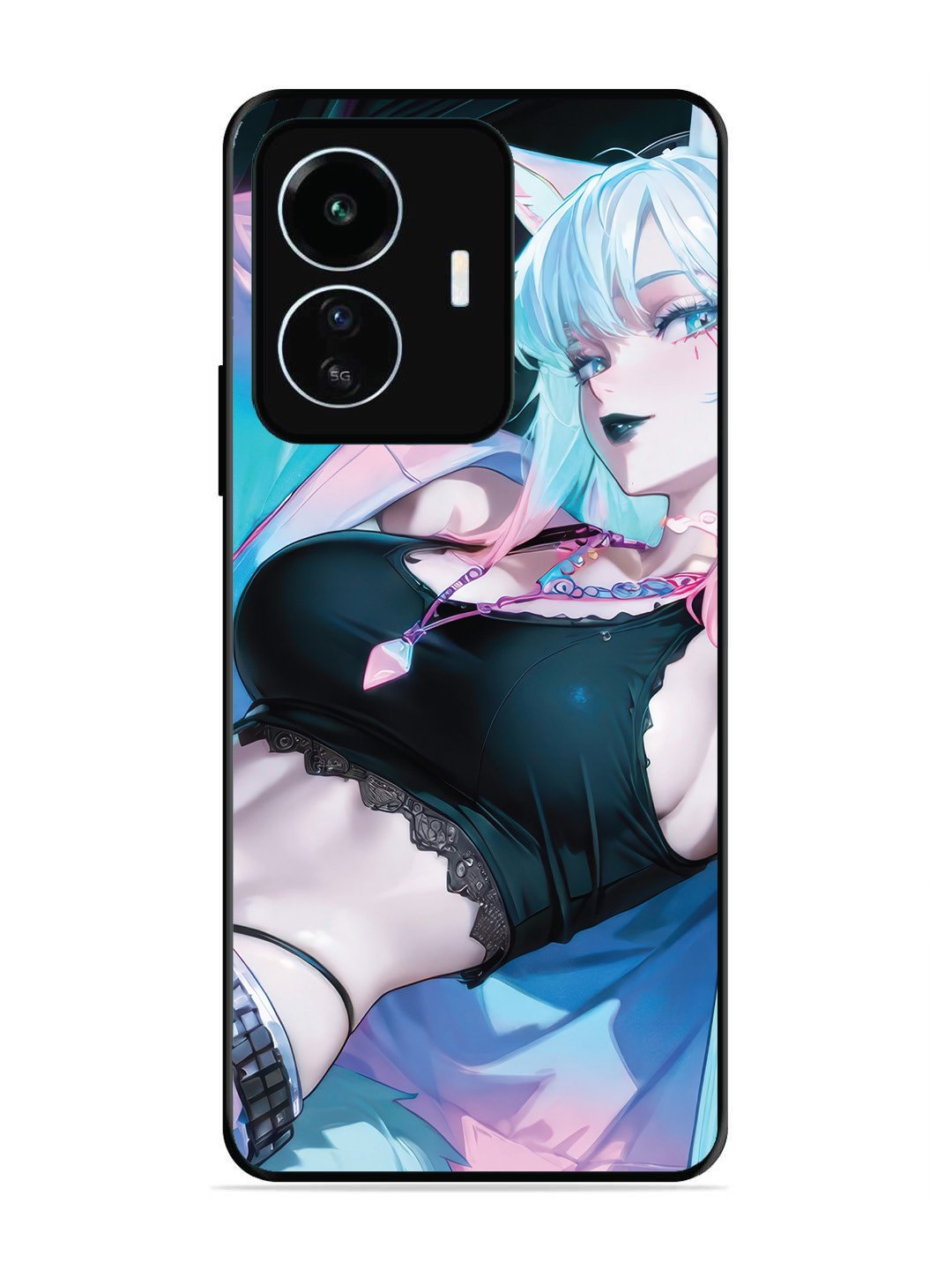 Iqoo Z6 Lite anime girl fox headpohone white Hair