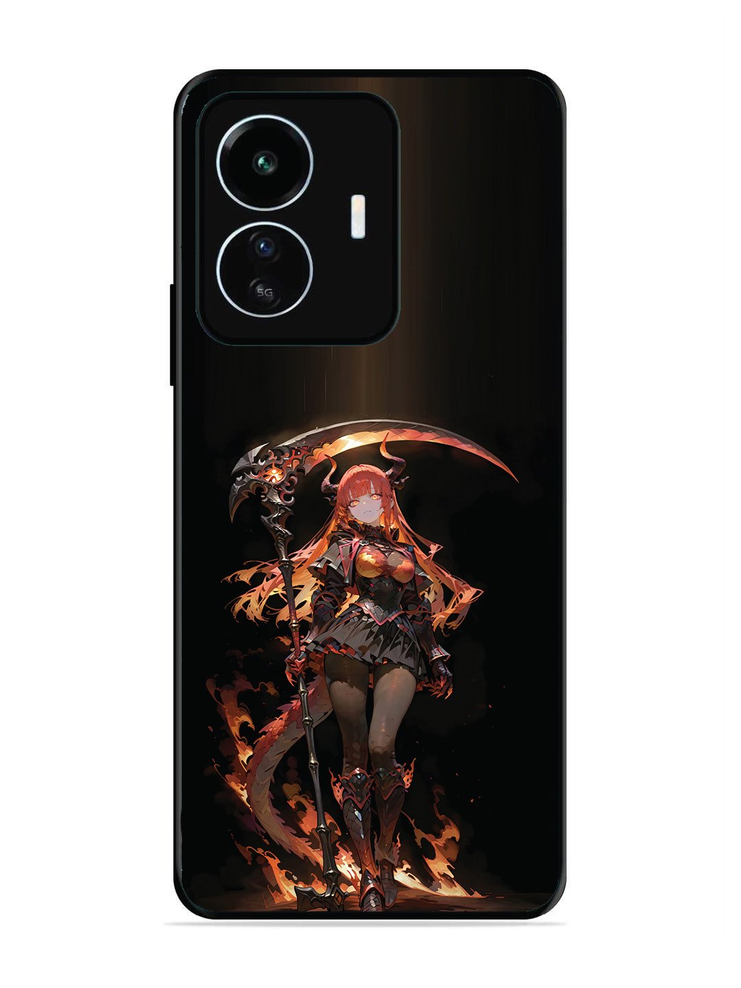 Iqoo Z6 Lite anime-girl-sycthe-red-hair-horn