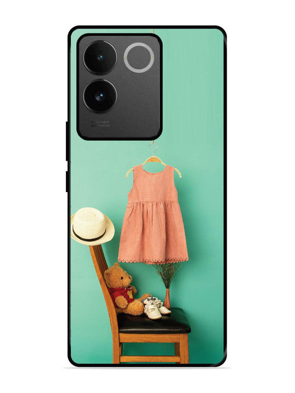 iQoo Z7 Pro 5G Trendy dress for girl near toy bear