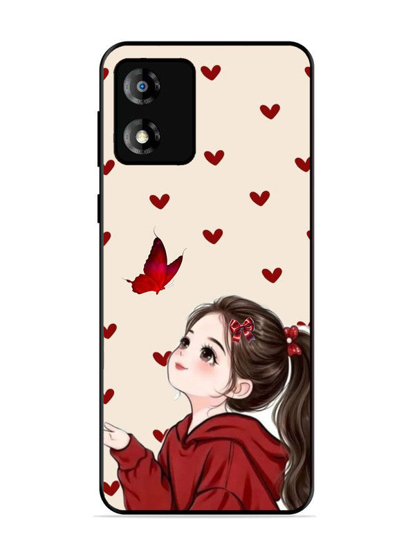 Motorola Moto E13 | 2D Metal | Beautiful girl with red butterfly | MO-E13-435