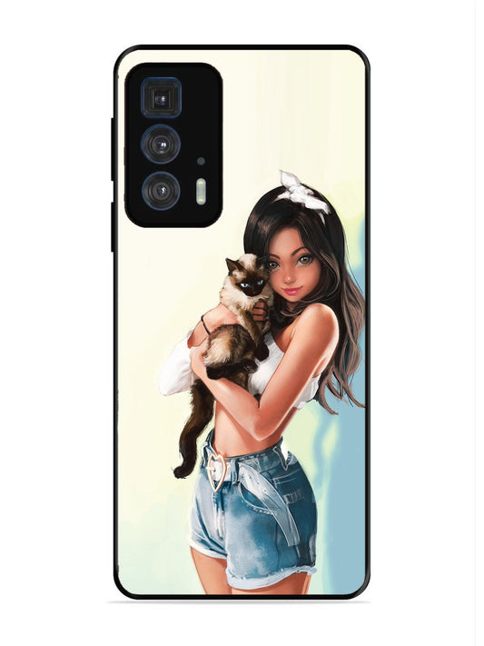 Motorola Moto Edge 20 Pro Cute Girl with Cat