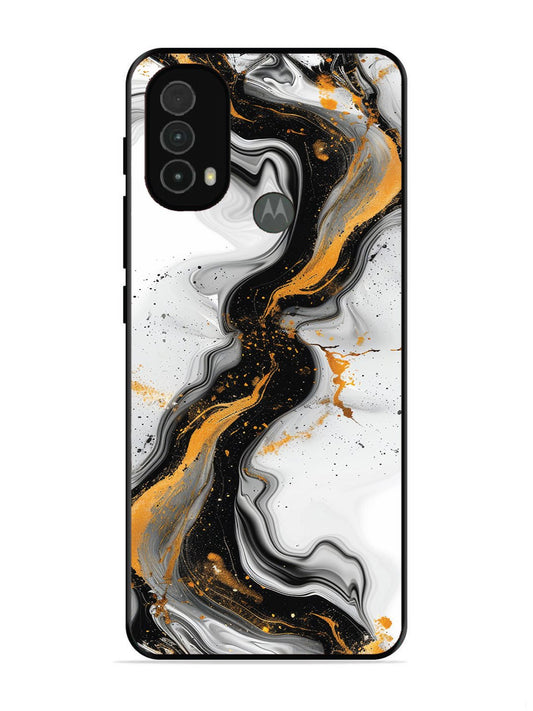 Motorola Moto E40 Black And Golden Marble Essence