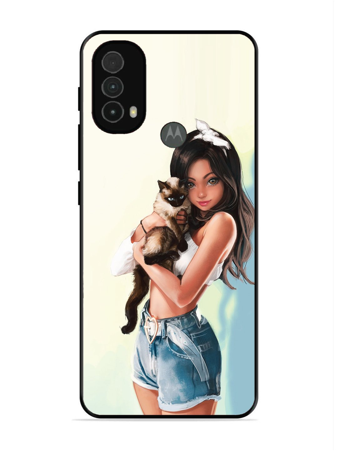 Motorola Moto E40 Cute Girl with Cat