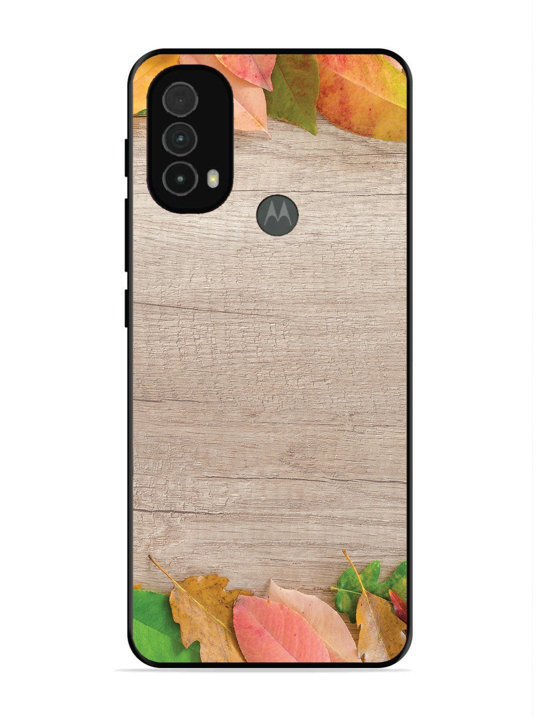 Motorola Moto E40 Autumn Leafs On Wooden Table