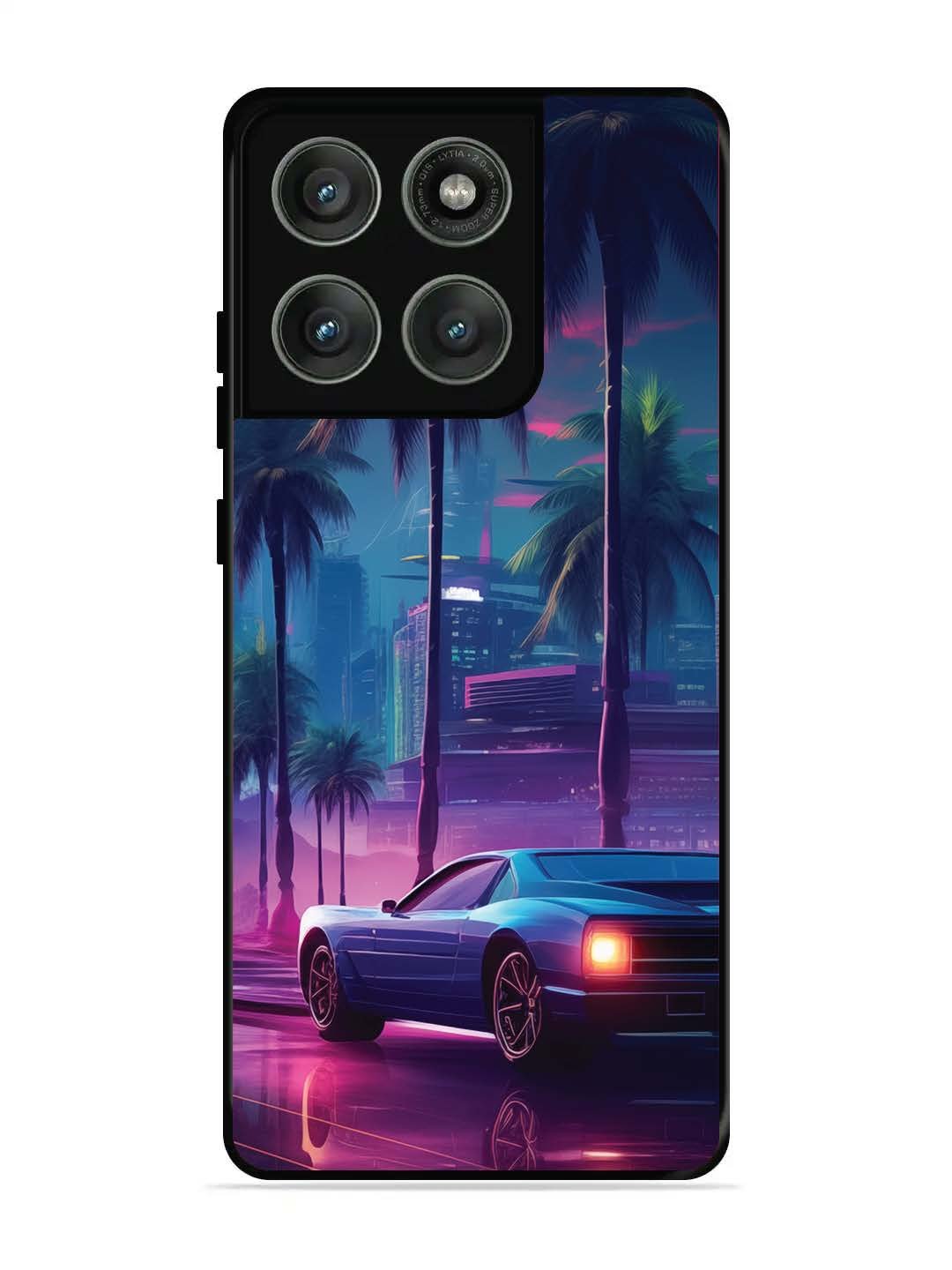 Motorola Edge 60 Pro 5G sunset-sports-car-city-palm-trees