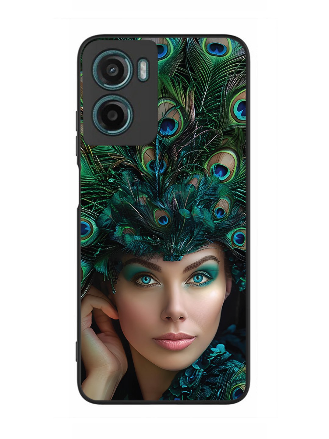Motorola Moto G05 Girl with peacock feather Crown