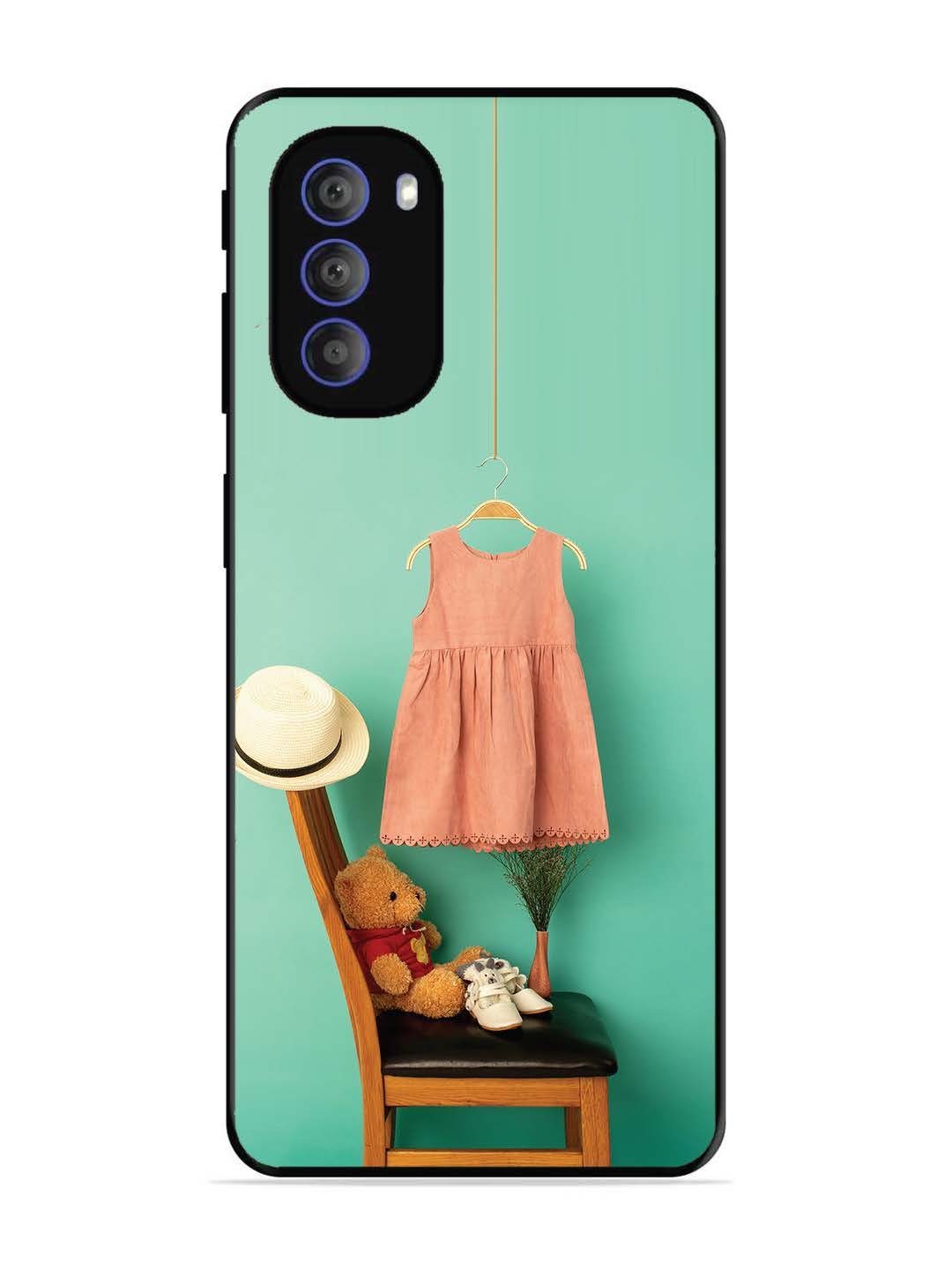 Motorola Moto G51 5G Trendy dress for girl near toy bear