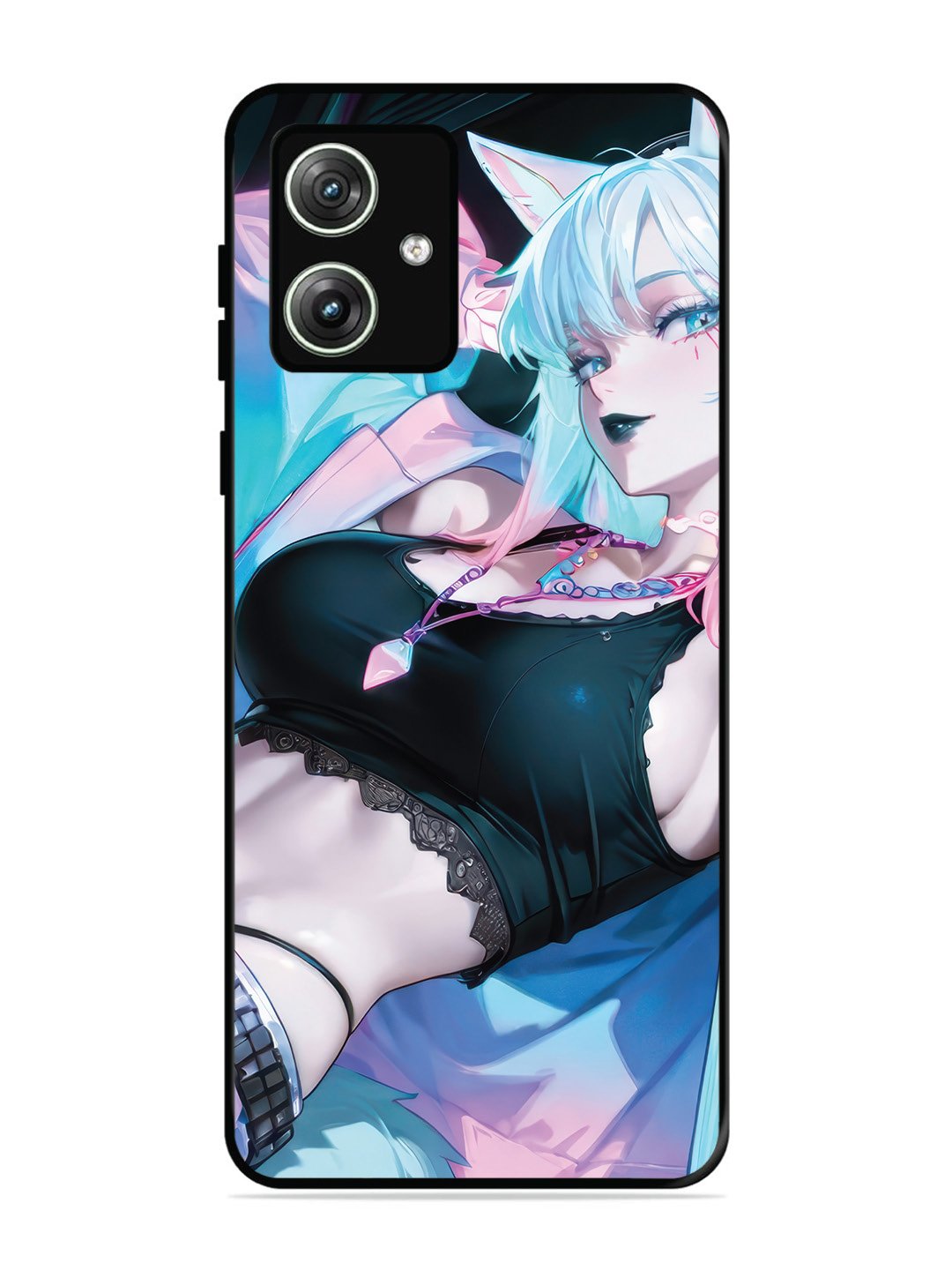 Motorola Moto G64 5g anime girl fox headpohone white Hair