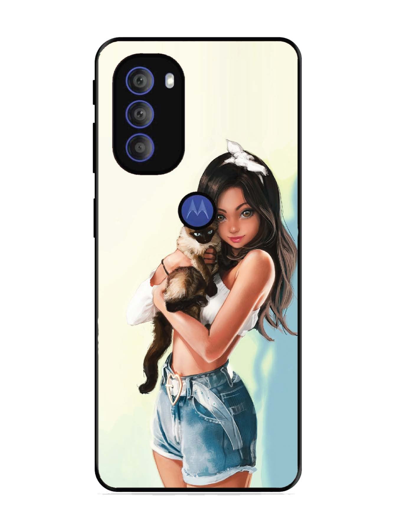 Motorola Moto G71 5G Cute Girl with Cat