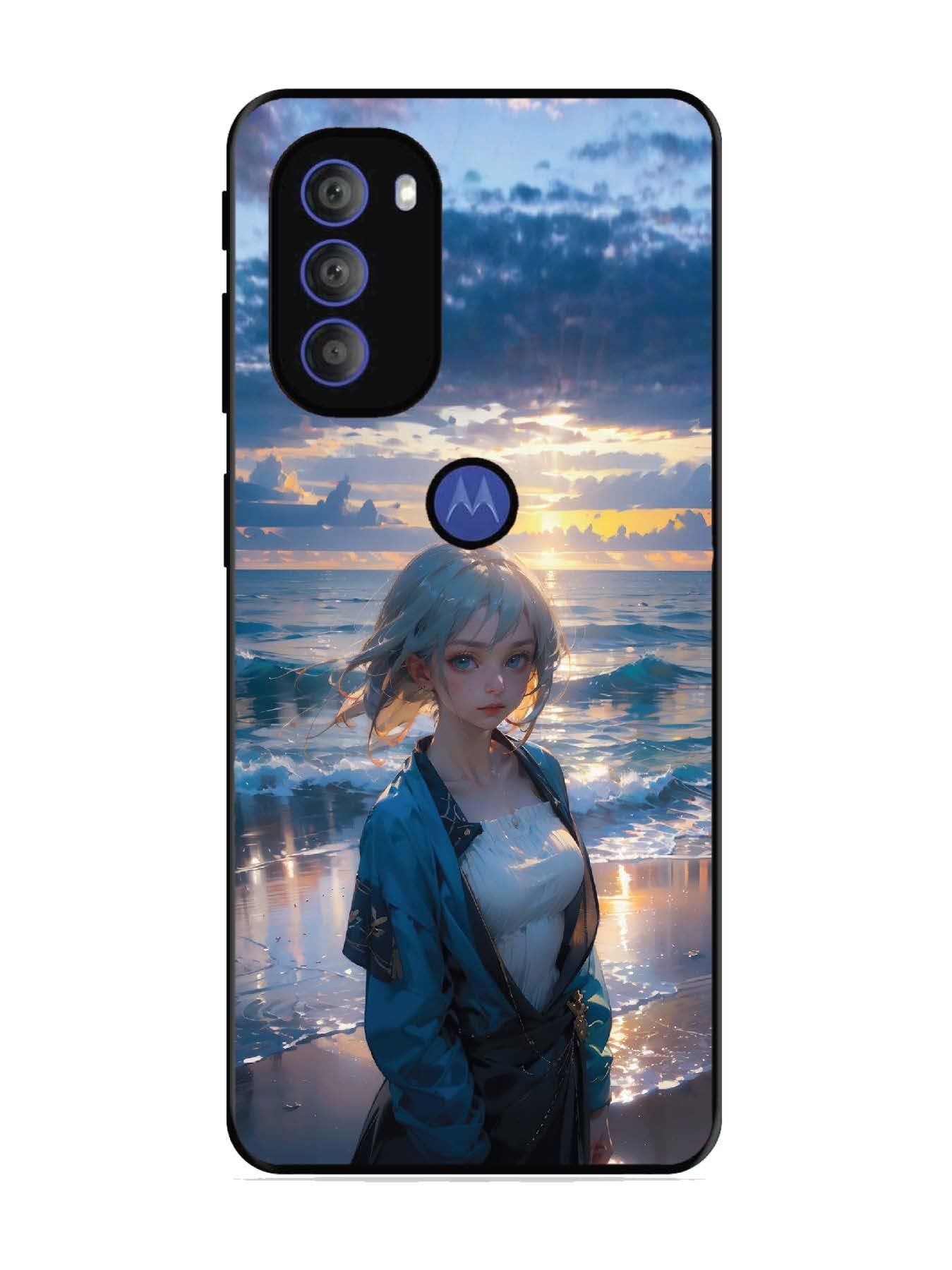 Motorola Moto G71 5G Anime Girl Beach Ocean Waves