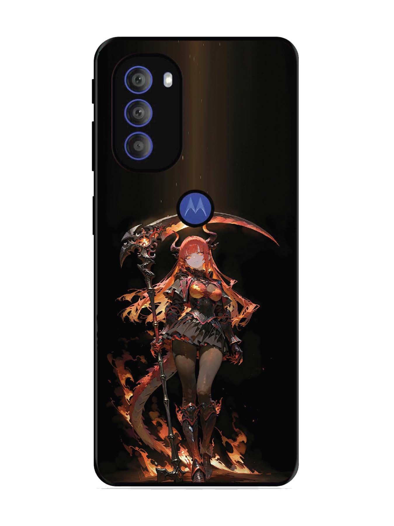 Motorola Moto G71 5G anime-girl-sycthe-red-hair-horn