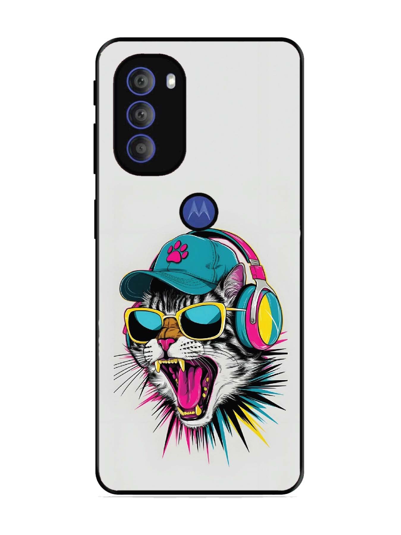 Motorola Moto G71 5G Neon Pop Art DJ Cat Vibe