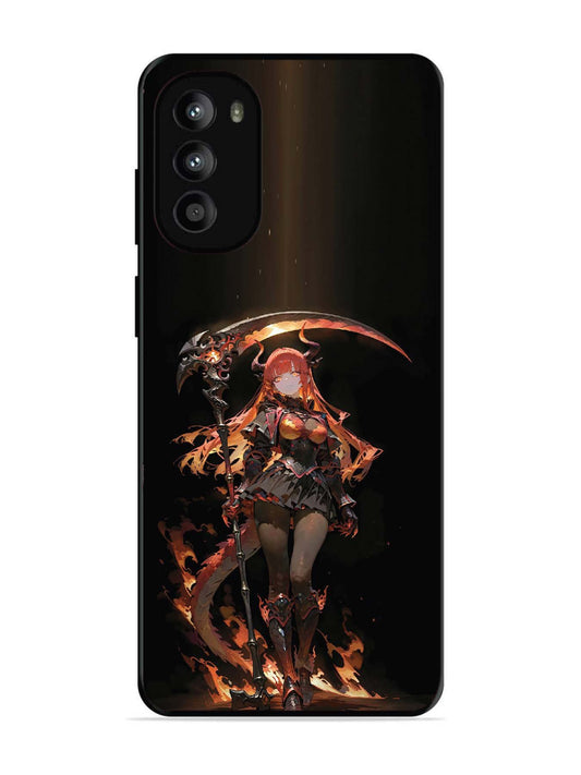 Motorola Moto G82 anime-girl-sycthe-red-hair-horn