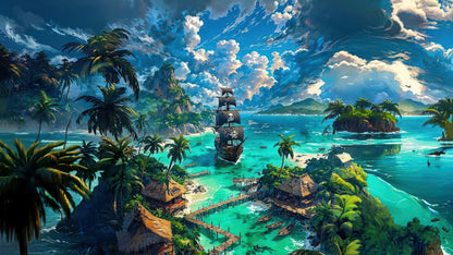 Pirate Ship Island Mousepad