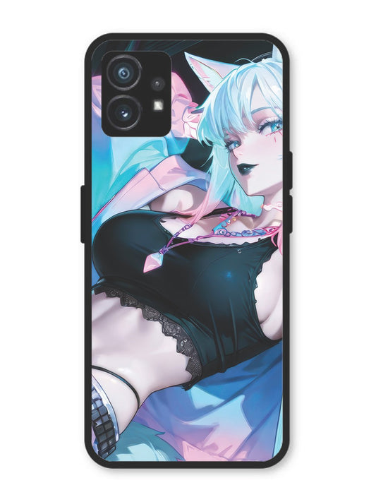 Nothing Phone 1 anime girl fox headpohone white Hair