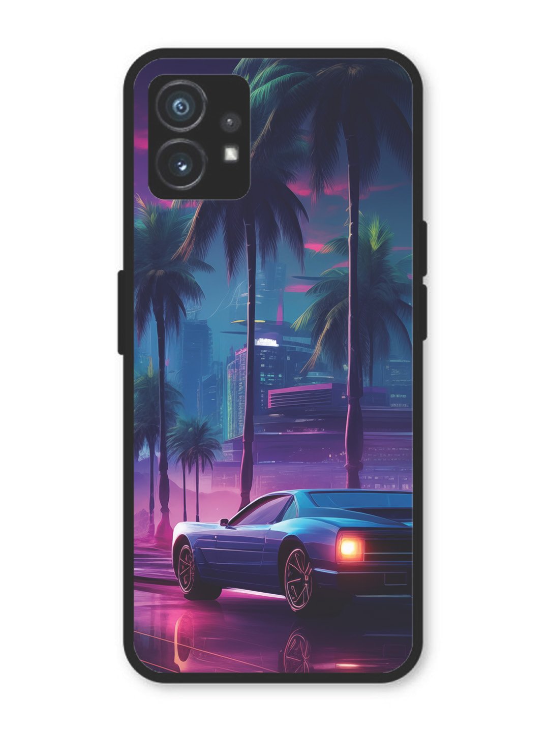 Nothing Phone 1 sunset-sports-car-city-palm-trees