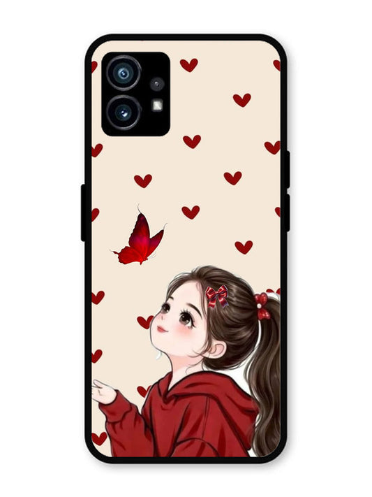 Nothing Phone 1 Beautiful girl with red butterfly