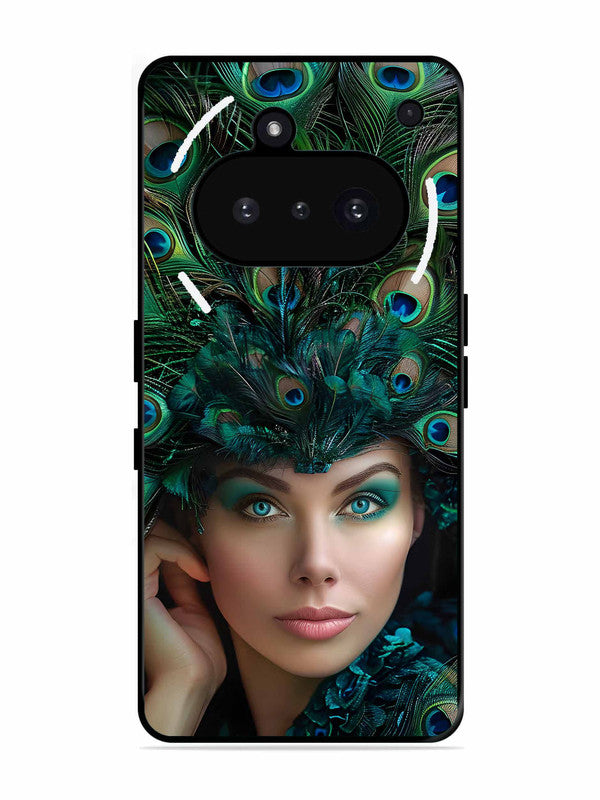 Nothing Phone 3A Girl with peacock feather Crown
