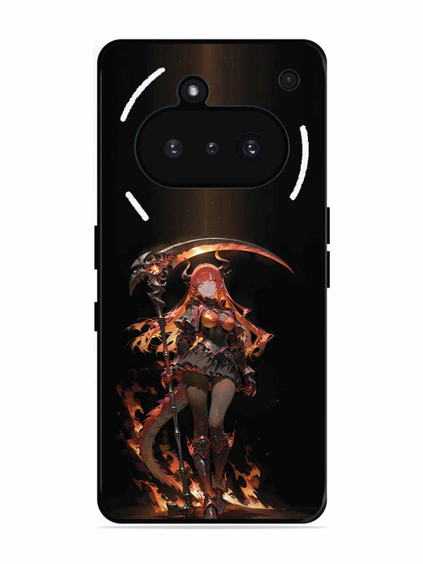 Nothing Phone 3A anime-girl-sycthe-red-hair-horn