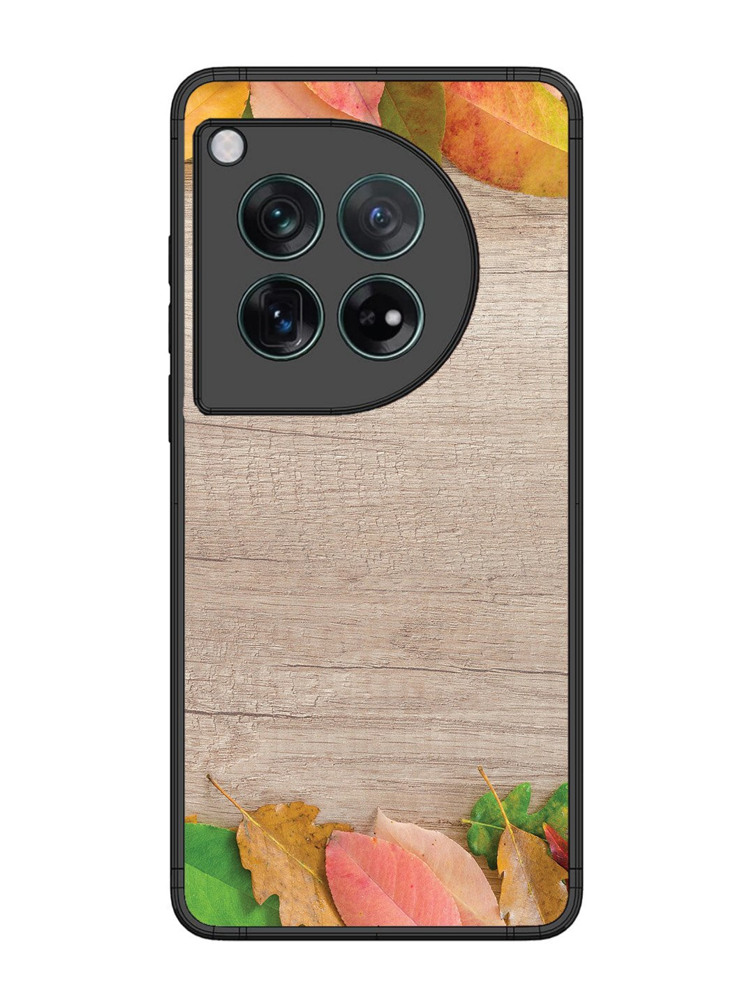 OnePlus 12 Autumn Leafs On Wooden Table