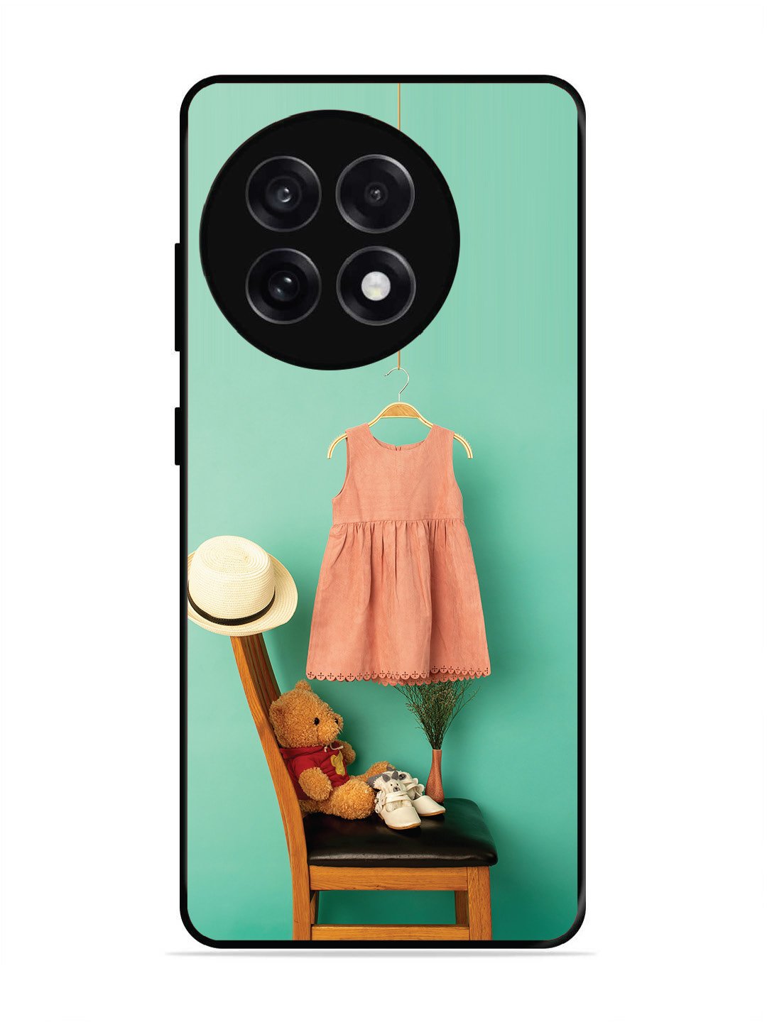 OnePlus 13R Trendy dress for girl near toy bear
