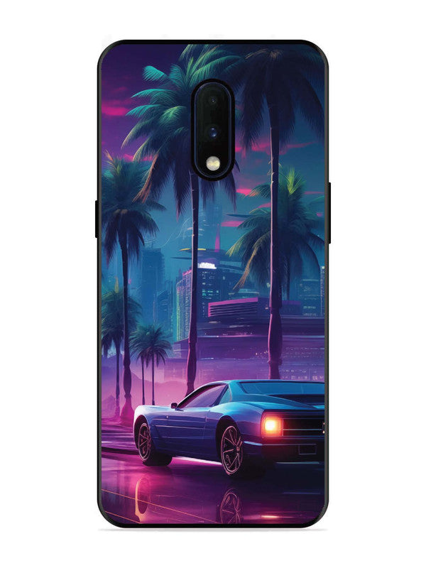 OnePlus 6T sunset-sports-car-city-palm-trees