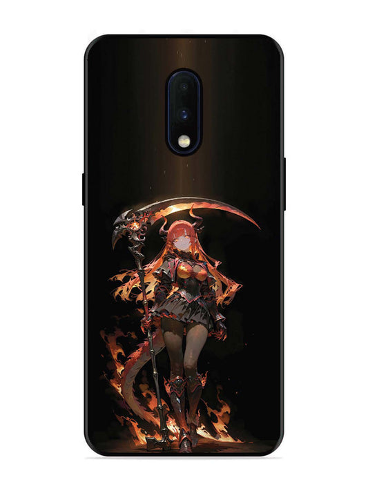 OnePlus 6T anime-girl-sycthe-red-hair-horn