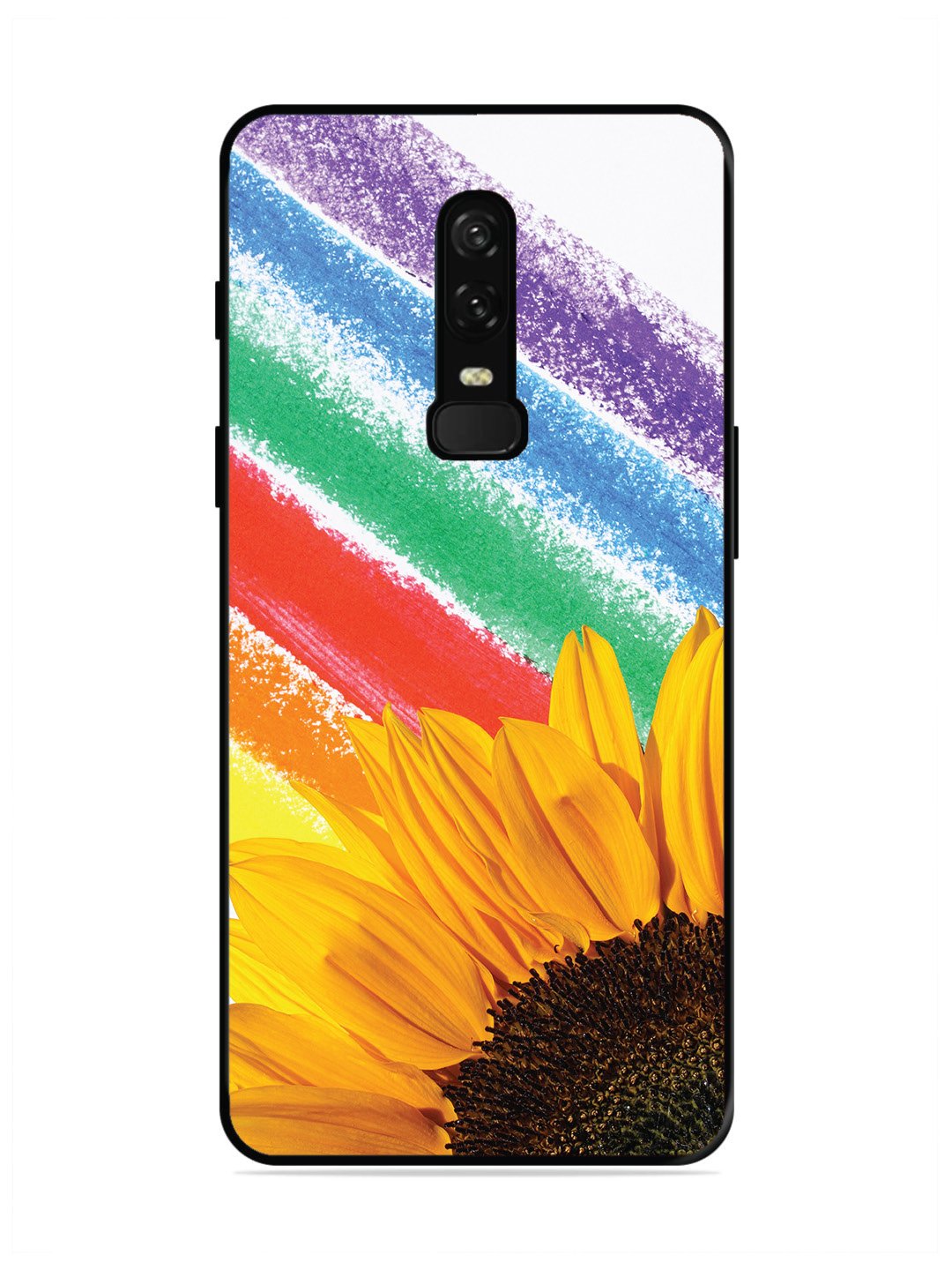 OnePlus 6 Sunflower on Colourful Lines